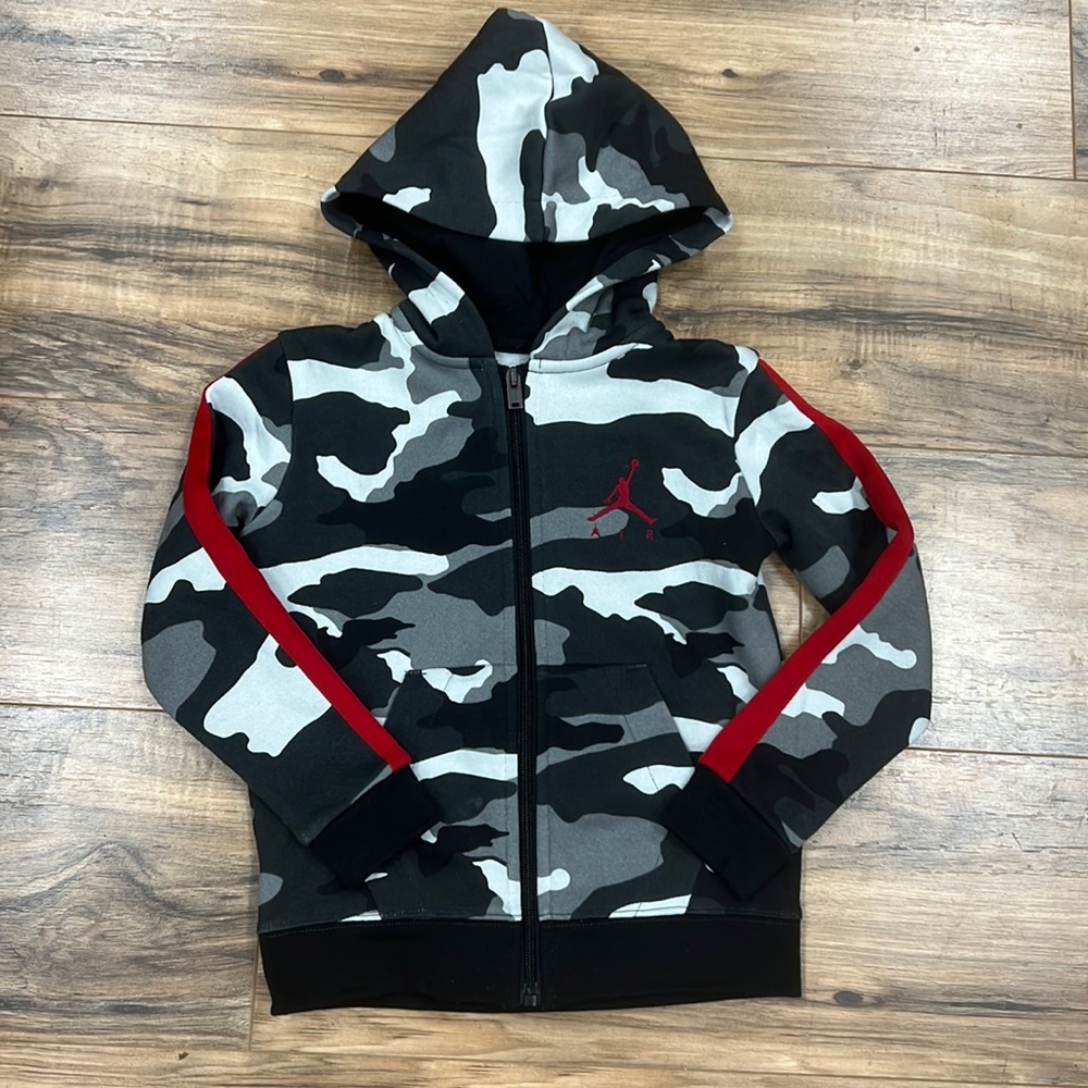 NIKE AIR JORDAN | blk/grey/red camo zip up hoodie/hoody/sweatshirt/jacket